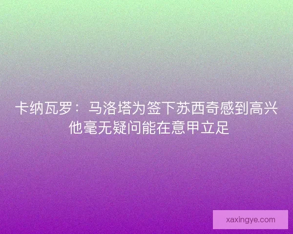 卡纳瓦罗：马洛塔为签下苏西奇感到高兴 他毫无疑问能在意甲立足