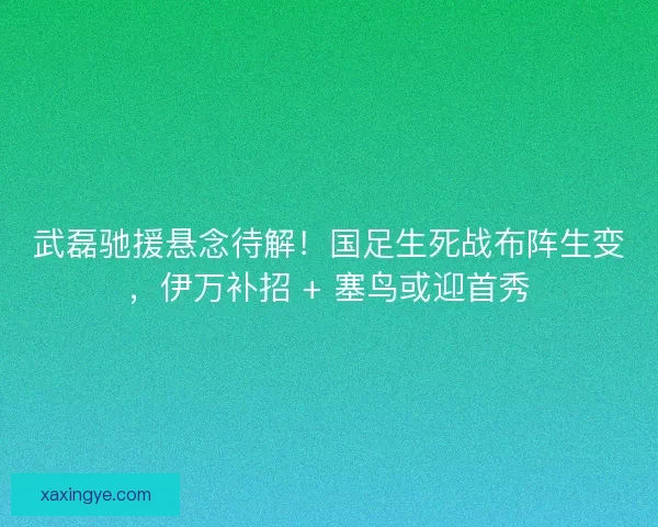武磊驰援悬念待解！国足生死战布阵生变，伊万补招 + 塞鸟或迎首秀