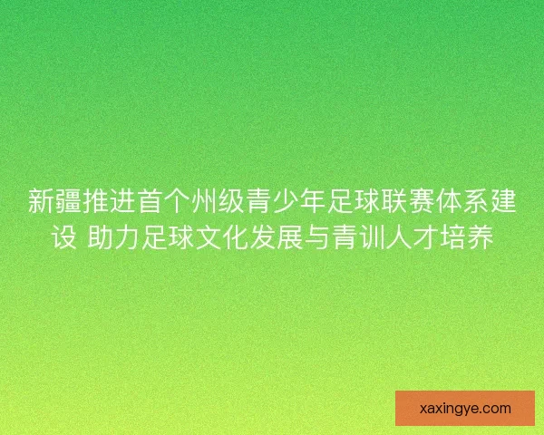 新疆推进首个州级青少年足球联赛体系建设 助力足球文化发展与青训人才培养