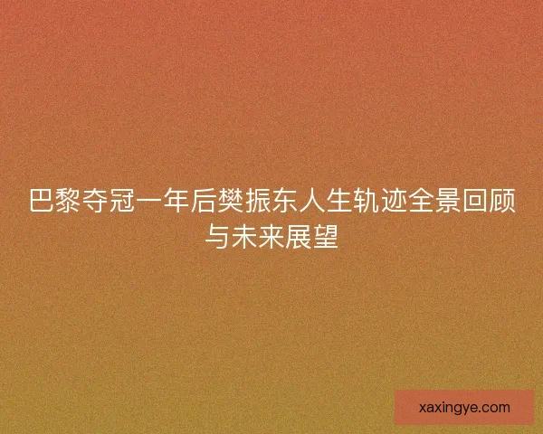 巴黎夺冠一年后樊振东人生轨迹全景回顾与未来展望
